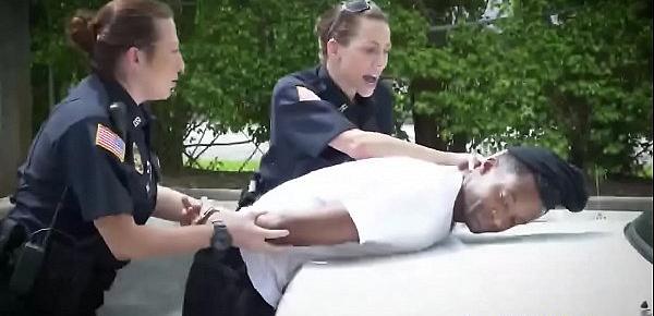  Black guy forced by cops into threesome outdoors